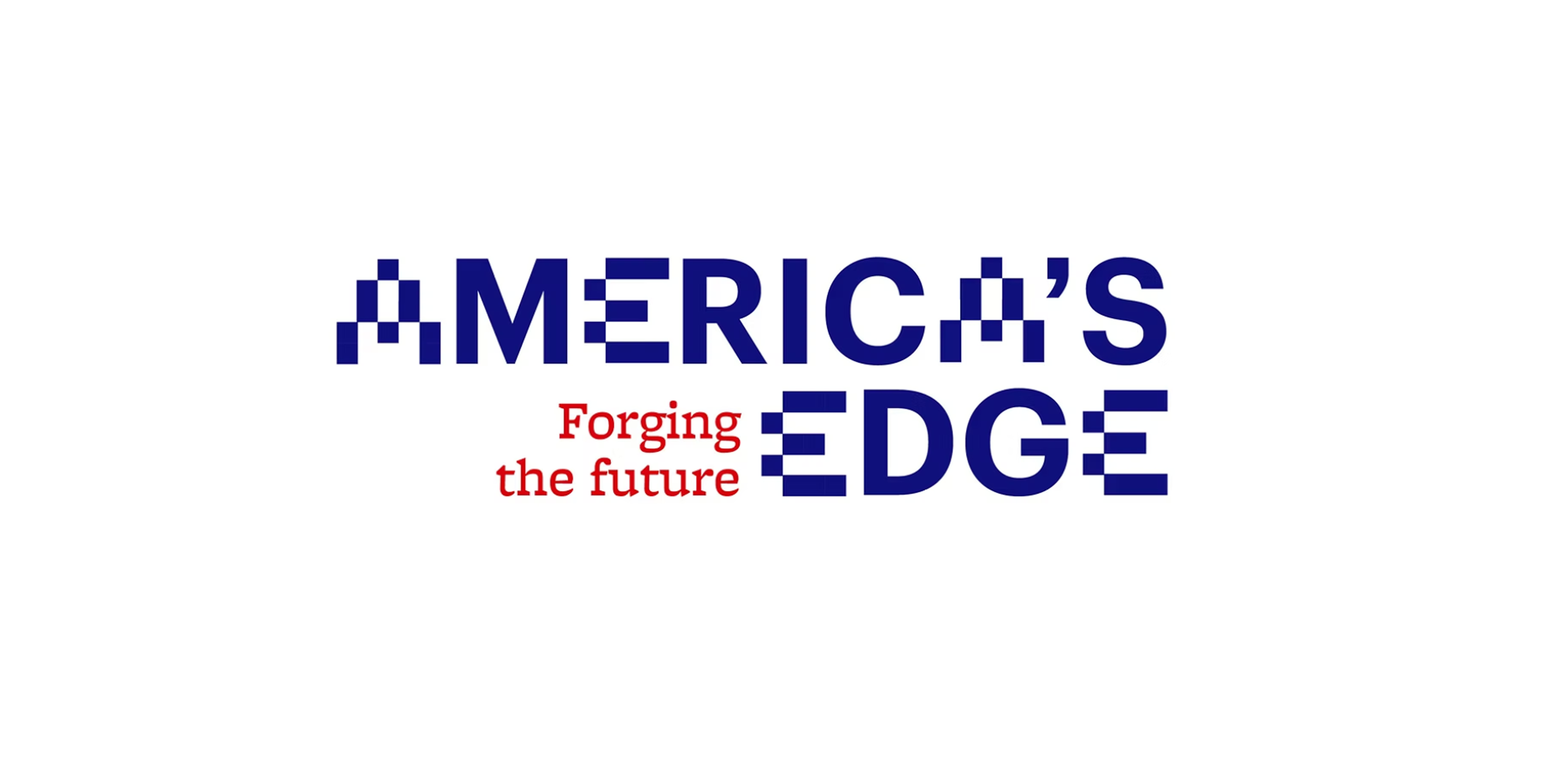 America's Edge — Forging the future primary logo lockup in navy and red