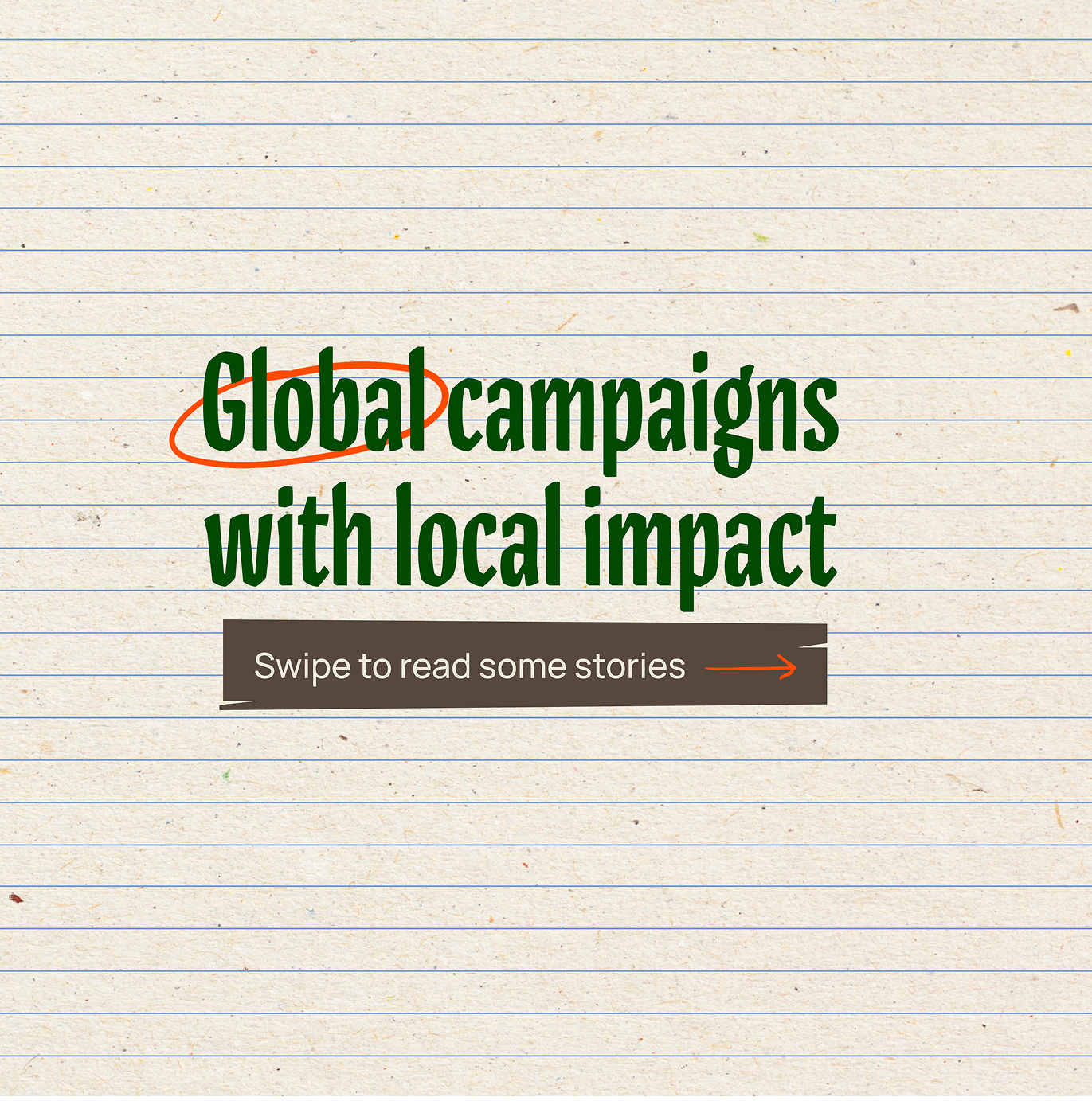 Roots & Shoots post: 'Global campaigns with local impact' notebook cover